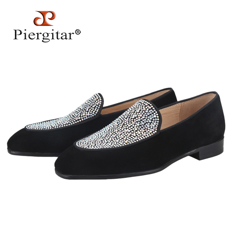 Men Shoes Red Bottom - Piergitar Handgemaakte Zwarte Suede Mannen Loafers