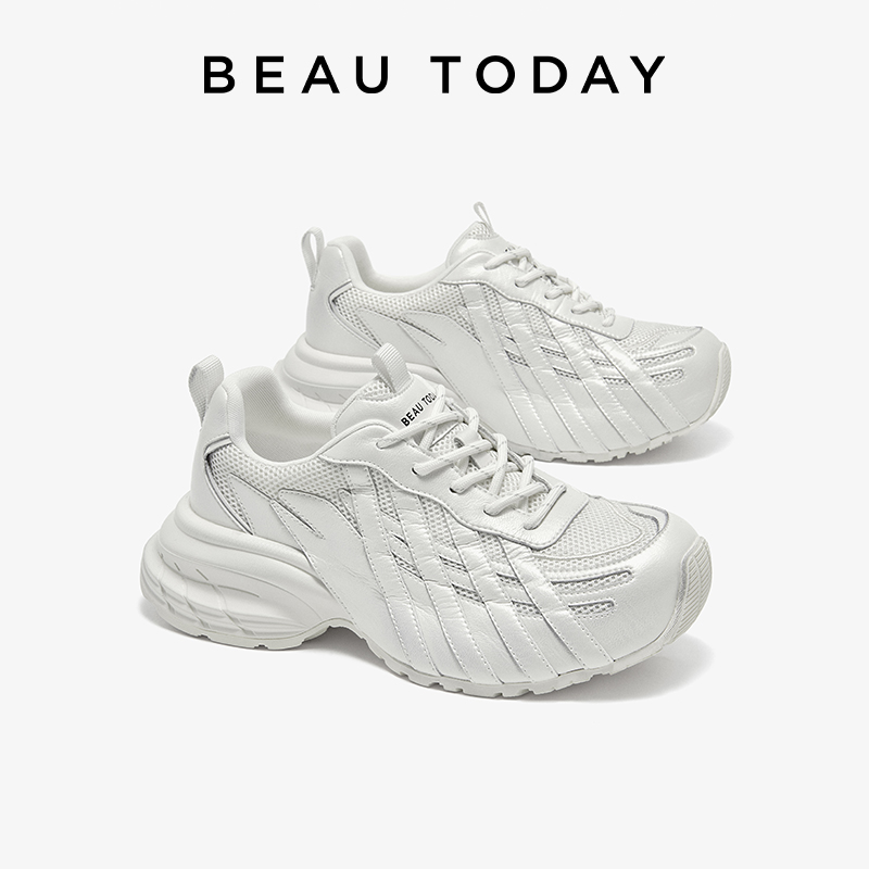 Mesh Trainer Breathable - BEAUTODAY Chunky Sneakers Dames Gespleten Leer