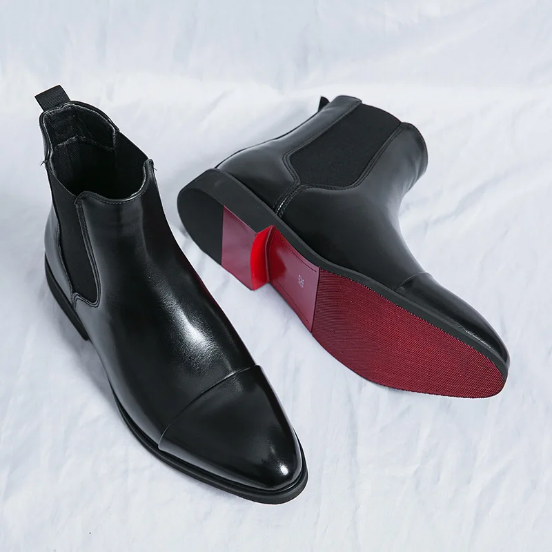 Men Shoes Red Bottom - Herenlaarzen Zakelijke enkellaarzen Rode zool Puntige