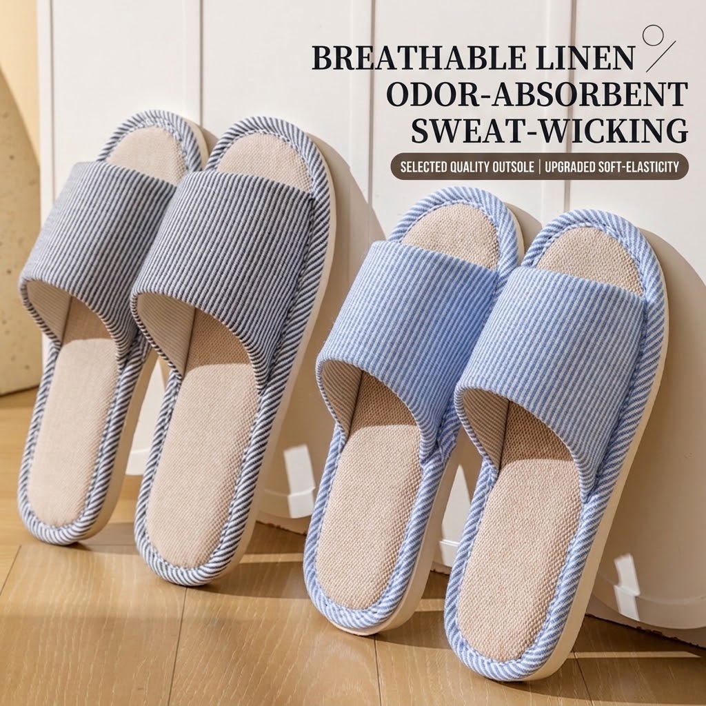 Men Shoes Size To Women - Ademende linnen pantoffels voor dames en